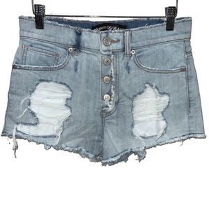 Express High Waisted Destroyed Denim Cutoff Shorts size 4